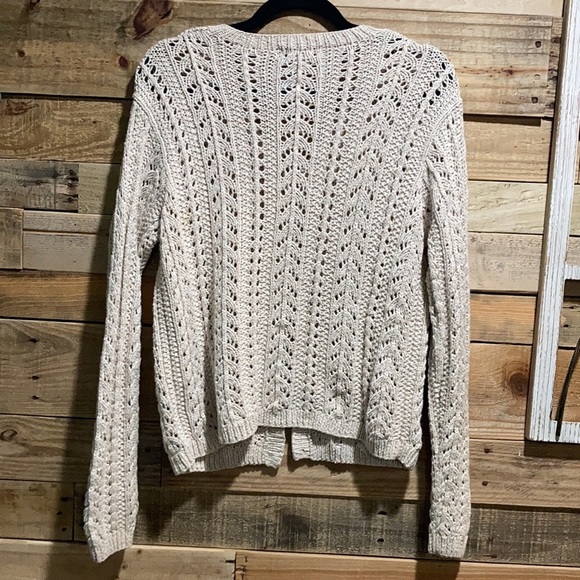 EddieBauer Oatmeal Chunky Button Up Shawl Sweater - Picture 4 of 6